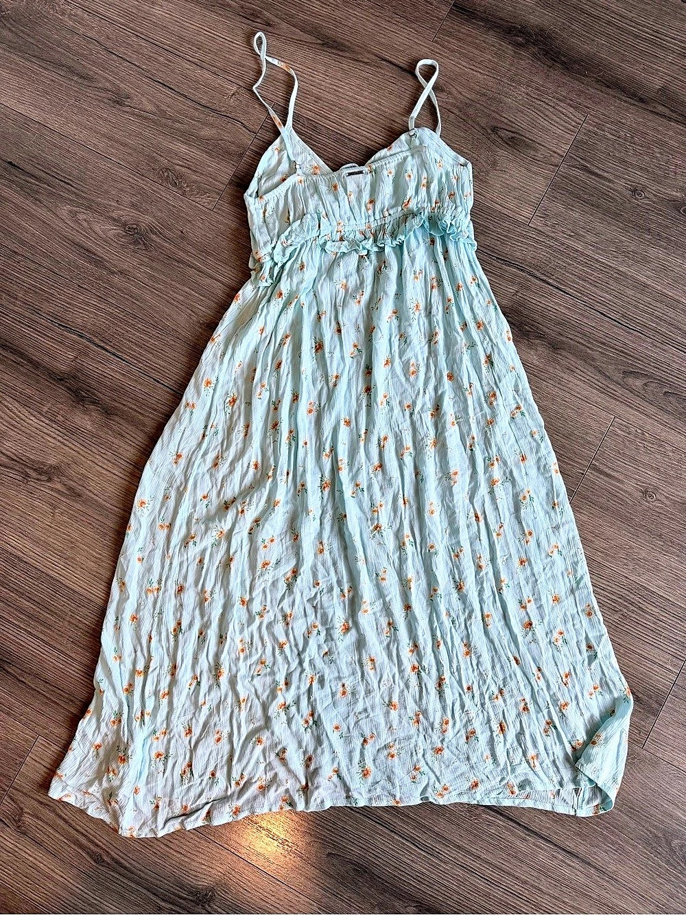 Billabong Floral Maxi Dress Blue & Orange Medium